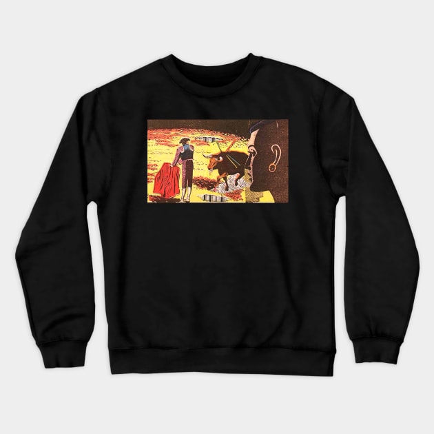 Woman watching matador and bull Crewneck Sweatshirt by Comic Dzyns